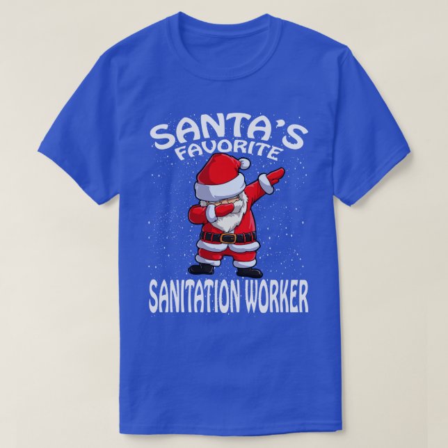 Santas Favourite Sanitation Worker Christmas T-Shirt (Design Front)