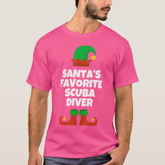 Santas Favourite Scuba Diver Hat Christmas Funny P T-Shirt (Front)