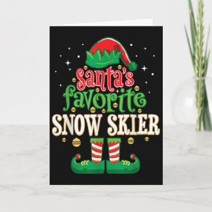 Santas Favourite Snow Skier Skiing Christmas Match Card