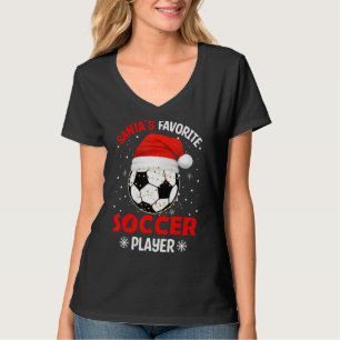 Santas Favourite Soccer Player Funny Christmas Boy T-Shirt