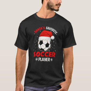 Santas Favourite Soccer Player Funny Christmas Boy T-Shirt