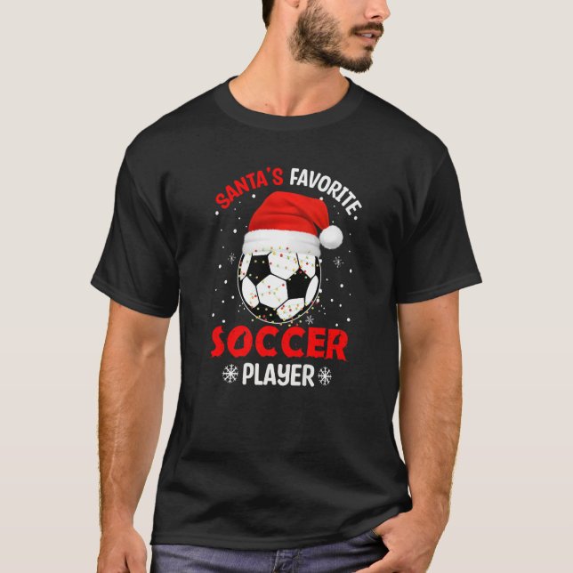 Santas Favourite Soccer Player Funny Christmas Boy T-Shirt (Front)