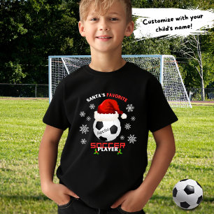 Santa's Favourite Soccer Player Kids Christmas T-Shirt