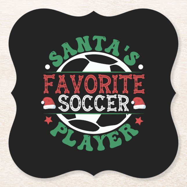 Santa's Favourite Soccer Player Paper Coaster (Front)