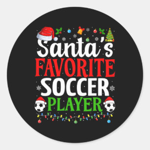 Santa's Favourite Soccer Player Xmas Funny Christm Classic Round Sticker