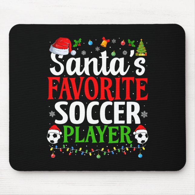 Santa's Favourite Soccer Player Xmas Funny Christm Mouse Mat (Front)