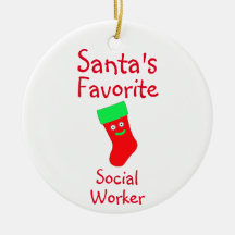 Santa's Favourite Social Worker Ceramic Ornament