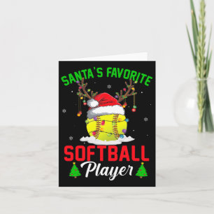 Santa's Favourite Softball Player Christmas Pajama Card