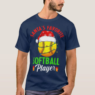 Santas Favourite Softball Player Christmas Pajama T-Shirt