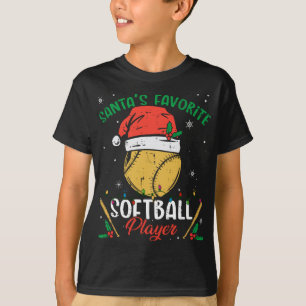Santa's Favourite Softball Player Christmas Pajama T-Shirt