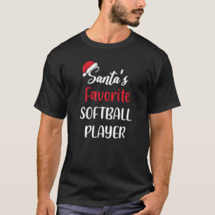Santas Favourite Softball Player Gift Christmas So T-Shirt