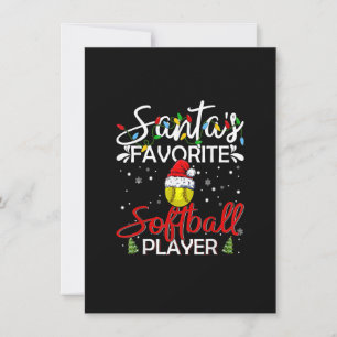 Santa's Favourite Softball Player Pajama Merry Chr Invitation