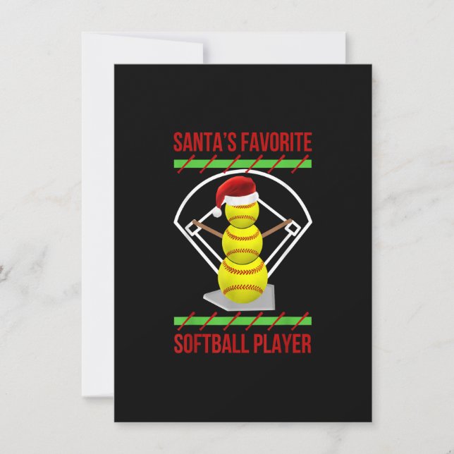 Santa's Favourite Softball Player Softball mum xma Invitation (Front)