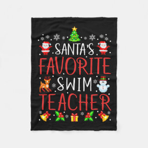 Santa's Favourite Swim Teacher Xmas Matching  Fleece Blanket