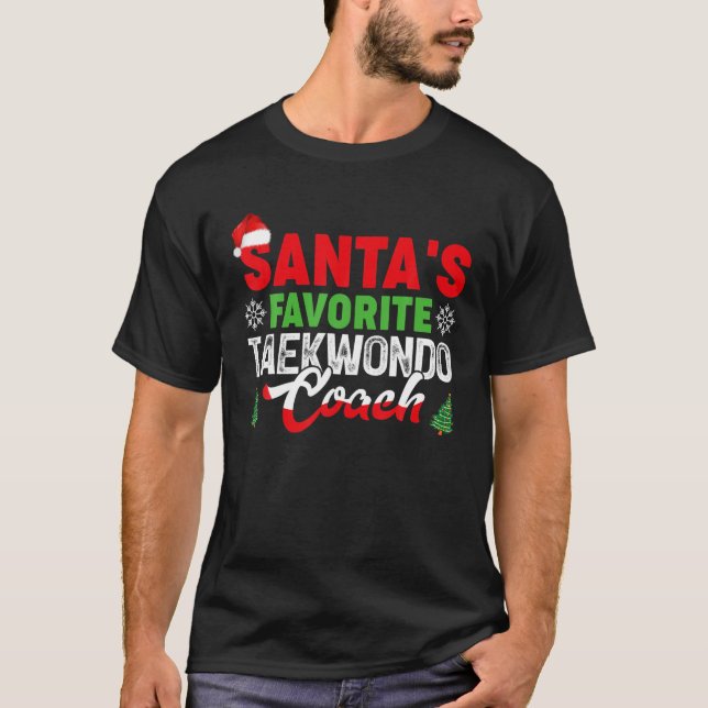 Santa's Favourite Taekwondo Coach Player Christmas T-Shirt (Front)