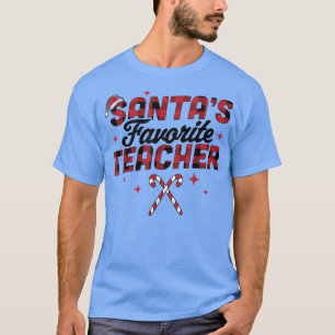 Santas Favourite Teacher Christmas Santa Hat Candy T-Shirt