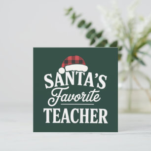 Santa's Favourite Teacher Christmas Teach Students Holiday Card