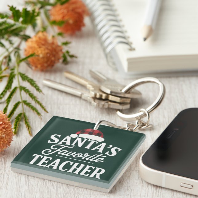 Santa's Favourite Teacher Christmas Teach Students Key Ring (Front Right)