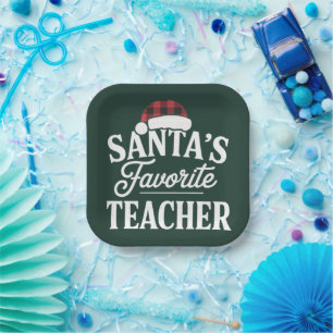 Santa's Favourite Teacher Christmas Teach Students Paper Plate