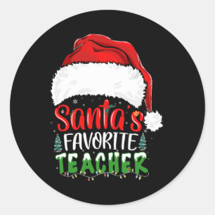 Santa's Favourite Teacher Fun Christmas Teacher  Classic Round Sticker
