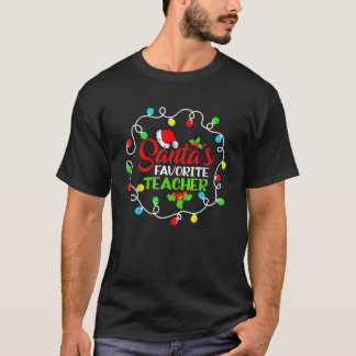 Santa's Favourite Teacher Funny Christmas Santa Ha T-Shirt