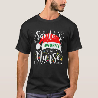 Santas Favourite Teacher Funny Christmas Santa Hat T-Shirt