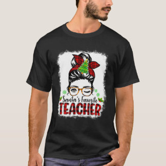 Santa's Favourite Teacher Funny Christmas Santa Re T-Shirt