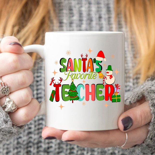 santa's favourite teacher.personalised teacher gif coffee mug (Christian Christmas mug, Christmas mug, Christ mug, santas favorite teacher mug ,teacher gift, )