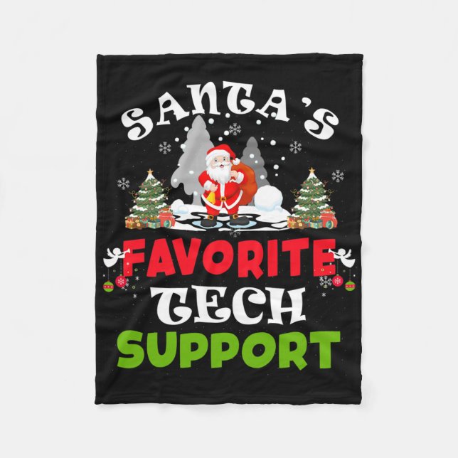 Santa's Favourite Tech Support Funny Christmas Vac Fleece Blanket (Front)