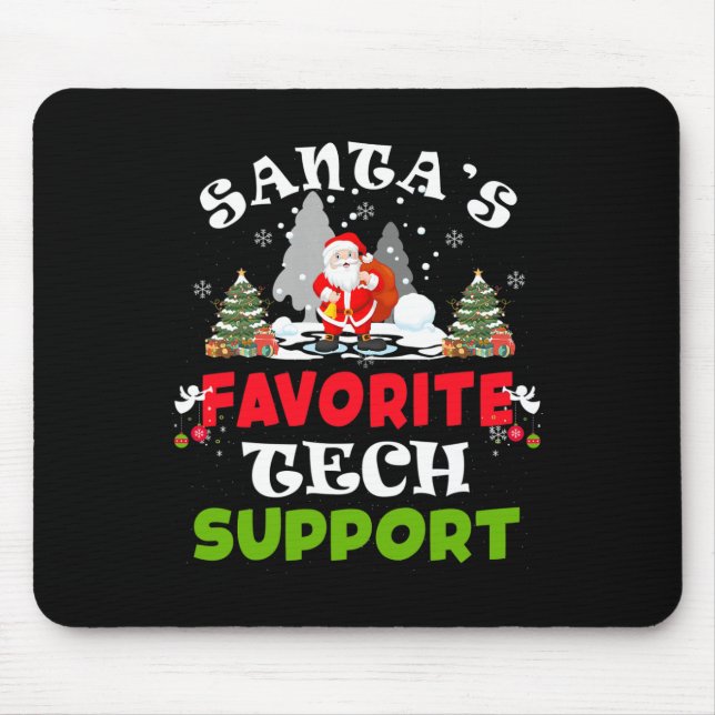 Santa's Favourite Tech Support Funny Christmas Vac Mouse Mat (Front)
