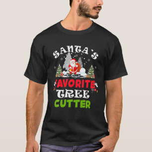 Santa's Favourite Tree Cutter Funny Christmas Vaca T-Shirt