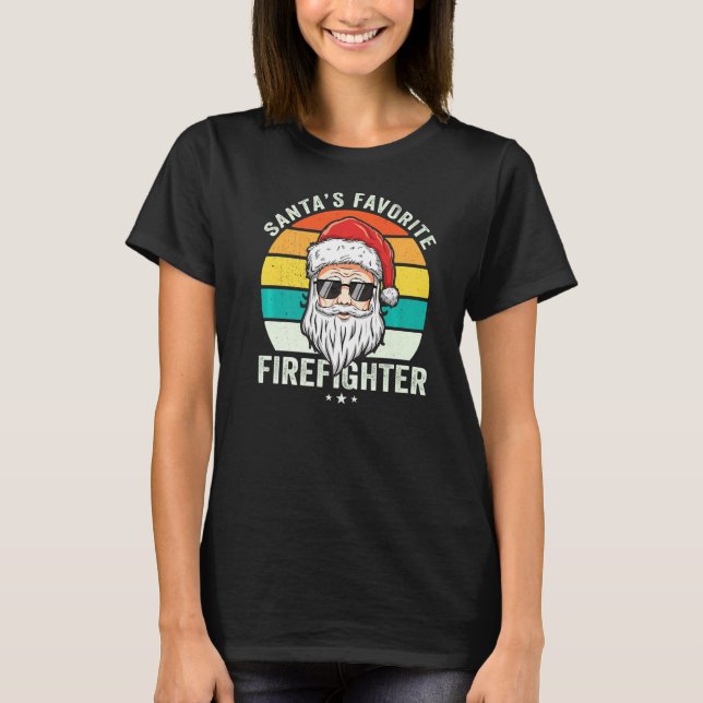 Santa's Favourite Volunteer Firefighter Proud Funn T-Shirt (Front)