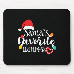 Santa's Favourite Waitress Christmas Lights Santa Mouse Mat