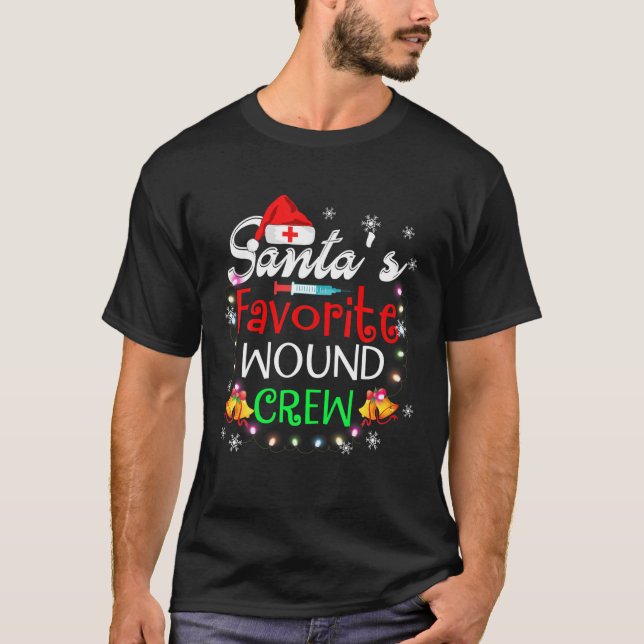 Santa's Favourite Wound crew Christmas Wound Care  T-Shirt (Front)