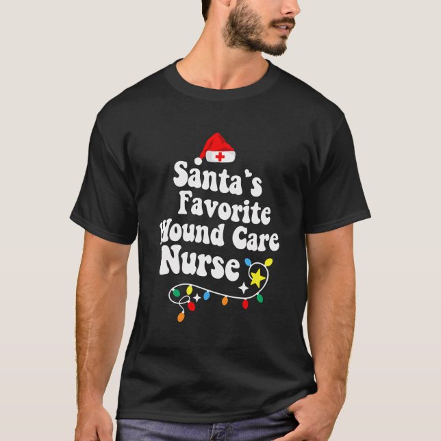 Santa'S Favourite Wound Crew Christmas Wound Care  T-Shirt (Front)