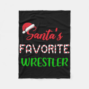 Santas Favourite Wrestler Funny Wrestling Christma Fleece Blanket