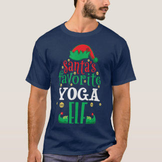 Santas Favourite Yoga Elf Christmas Matching  T-Shirt