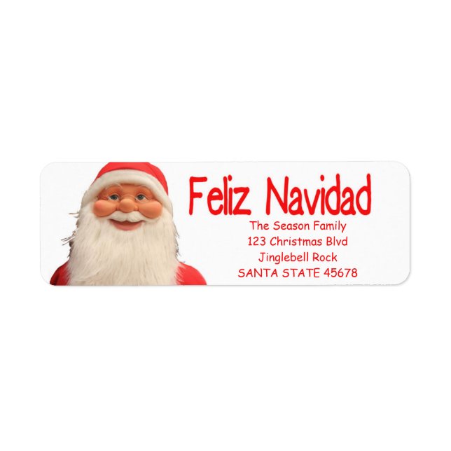 Santa's Feliz Navidad Christmas label (Front)