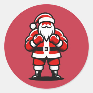 Santa's Festive Fight Night Classic Round Sticker