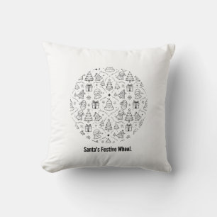 Santa's Festive Wheel T-Shirt Minimalist Circula Cushion
