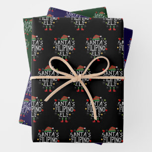 Santa's Filipino Elf - Philippines Christmas Wrapping Paper Sheet
