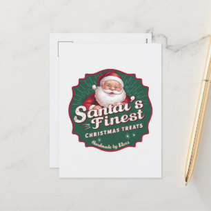 Santa's finest Christmas treats add message Holiday Postcard