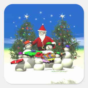 Santas First Stop on Christmas Square Sticker