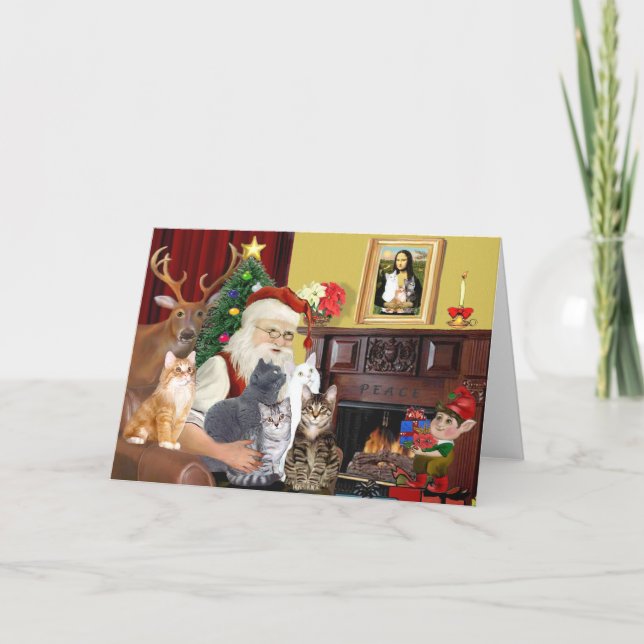 Santa's Five Cats Holiday Card (Front)