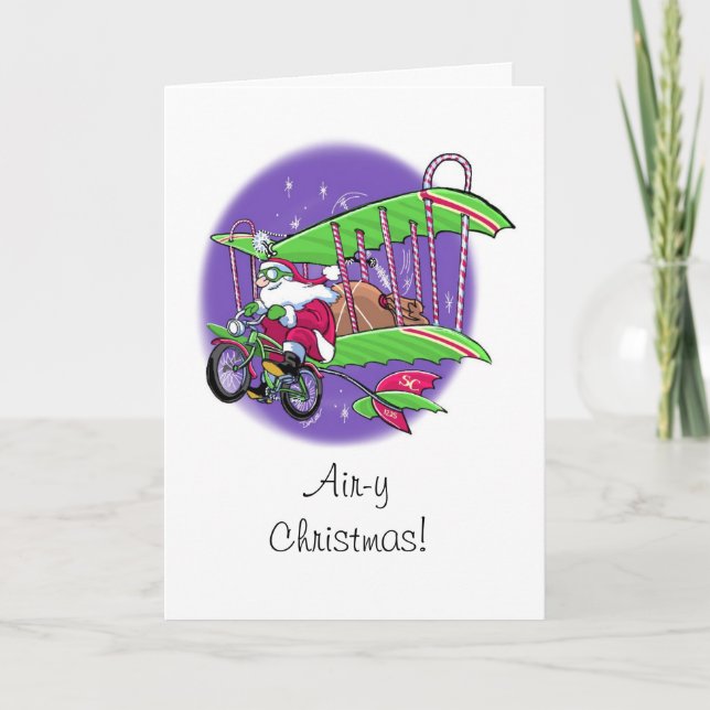 Santa's flying bicycle Christmas Card (Front)
