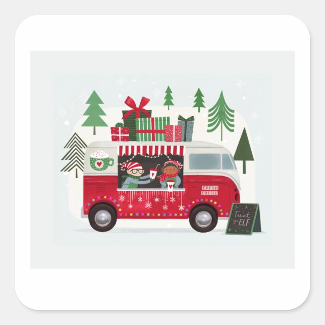 Santa's Foodtruck Collection A Square Sticker (Front)