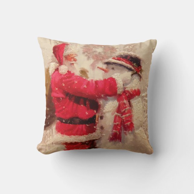 Santa's Frosty Christmas Cushion (Front)