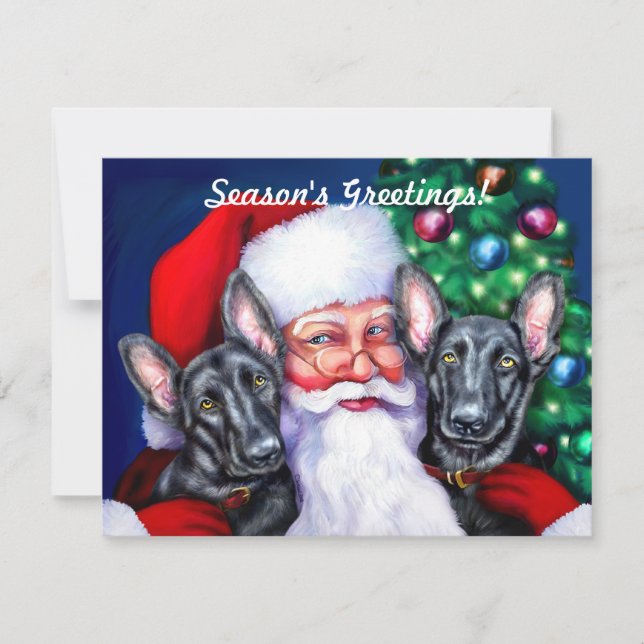 Santas German Shepherd Dogs BLK Invitation (Front)