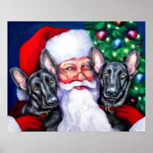Santas German Shepherd Dogs BLK Poster