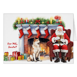 Santa's Gift Akita Dog Christmas